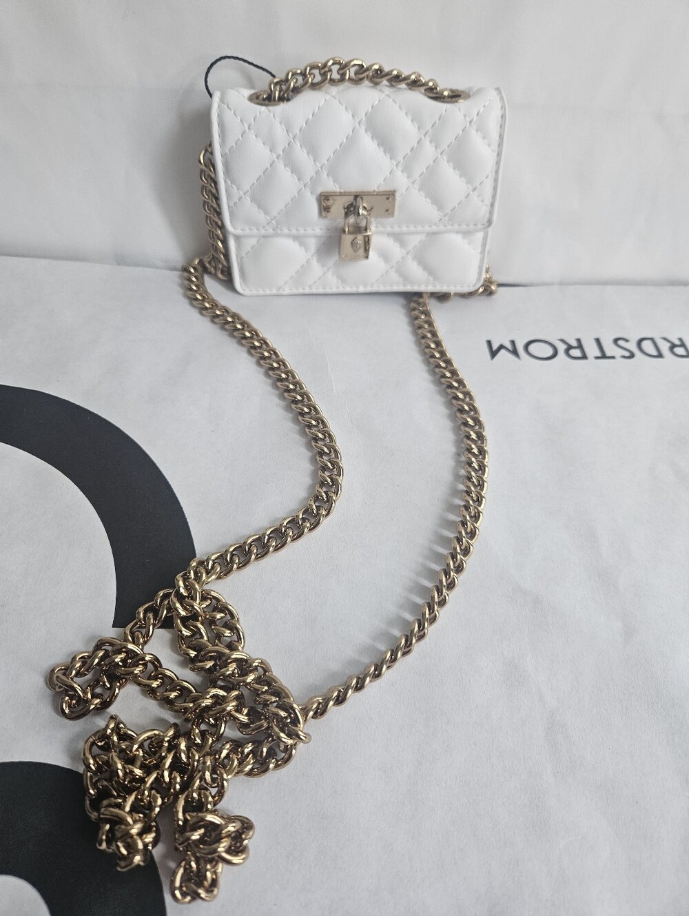 Kurt Geiger London Micro Brixton Quilted Shoulder Bag White